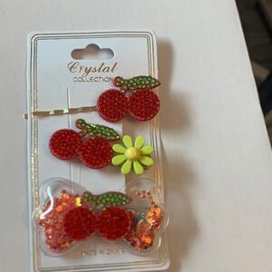 Red Cherry Hair Clips Set